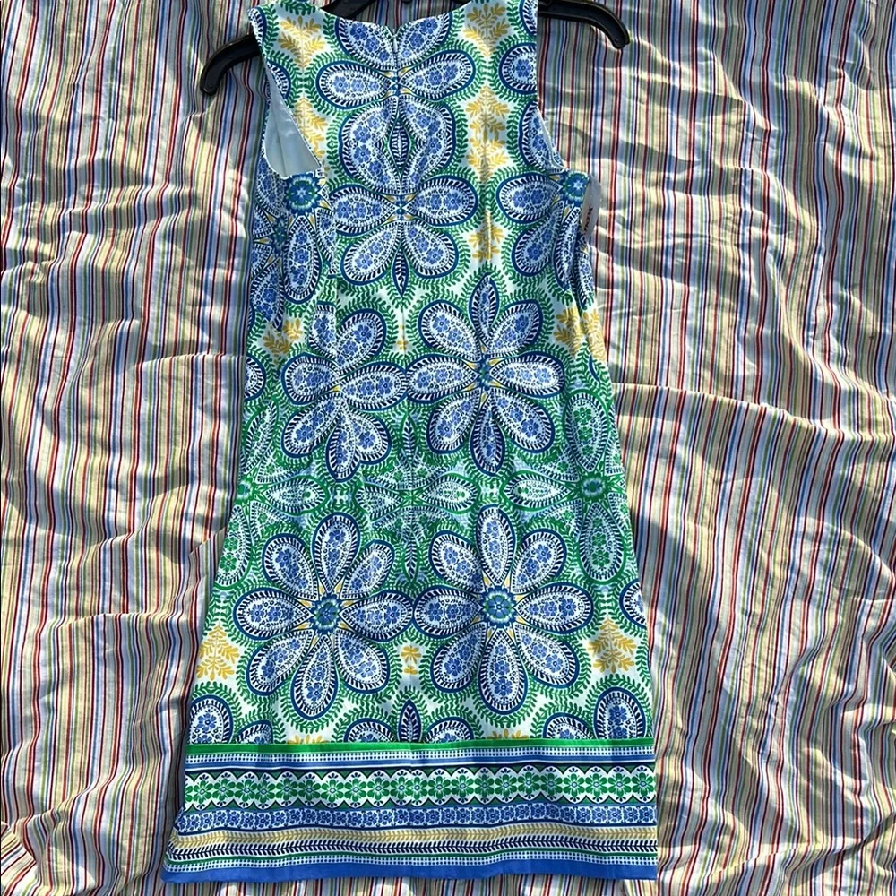 London Times Blue and Green Floral Mini Dress - Picture 6 of 7
